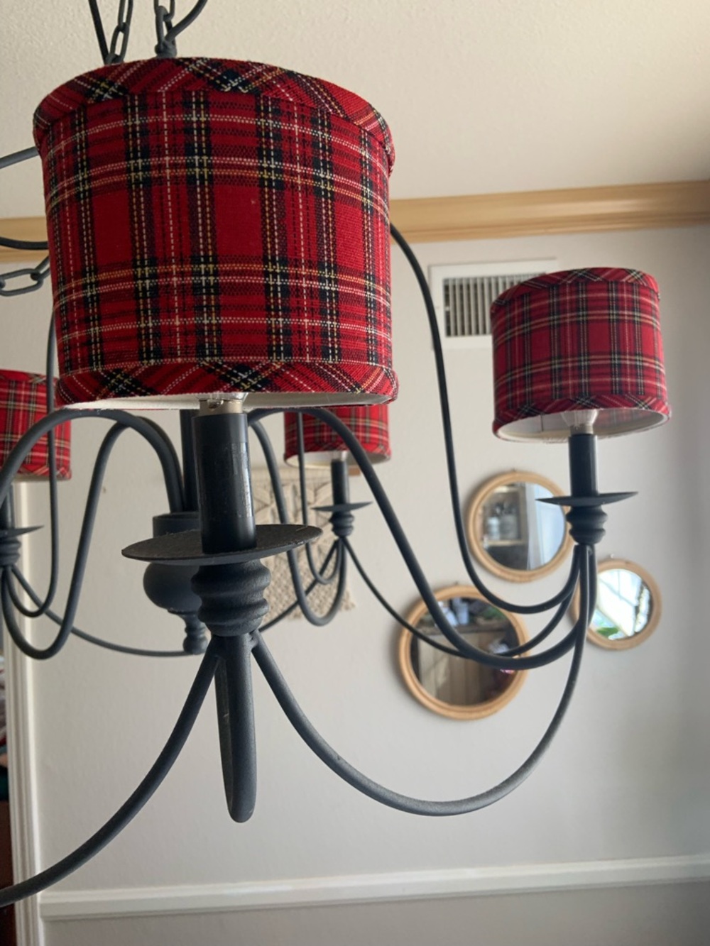 Plaid Red Fabric Chandelier Shade Set - Home Accents 5 set